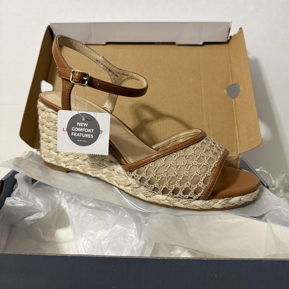 Liz Claiborne Respa Wedge Sandals Natural Women's Size 10M